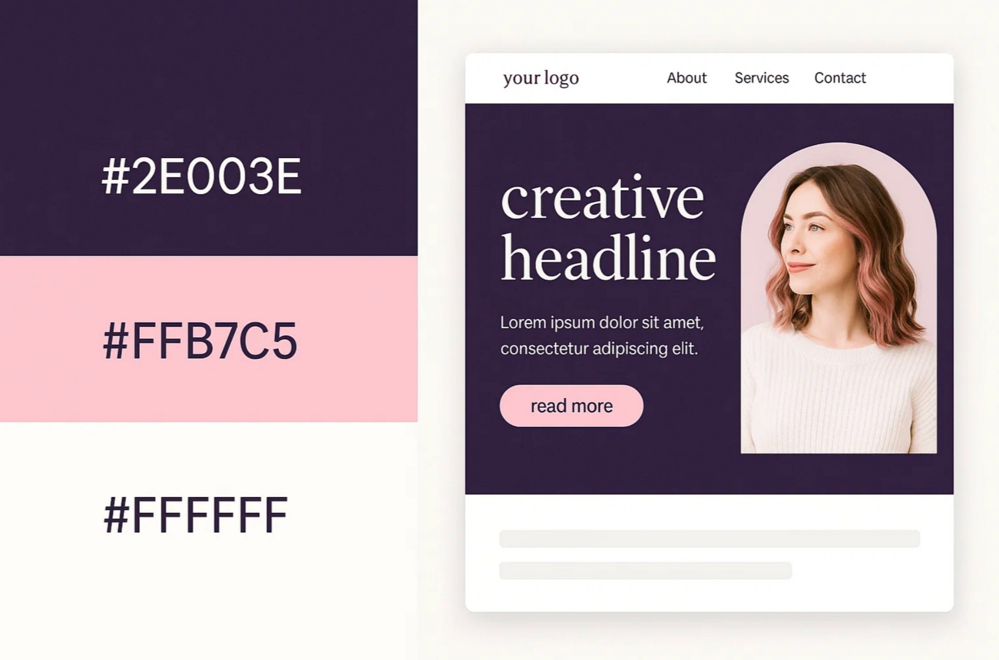 Dark Purple, Soft Pink, and White
