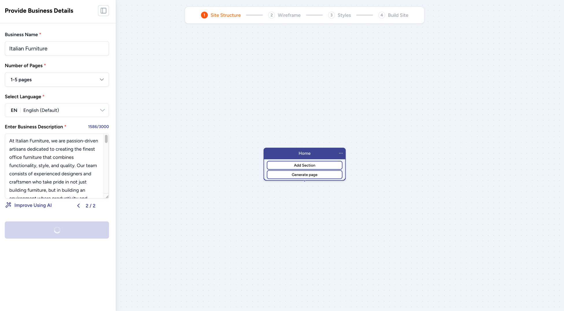 create custom website with zipwp wireframes