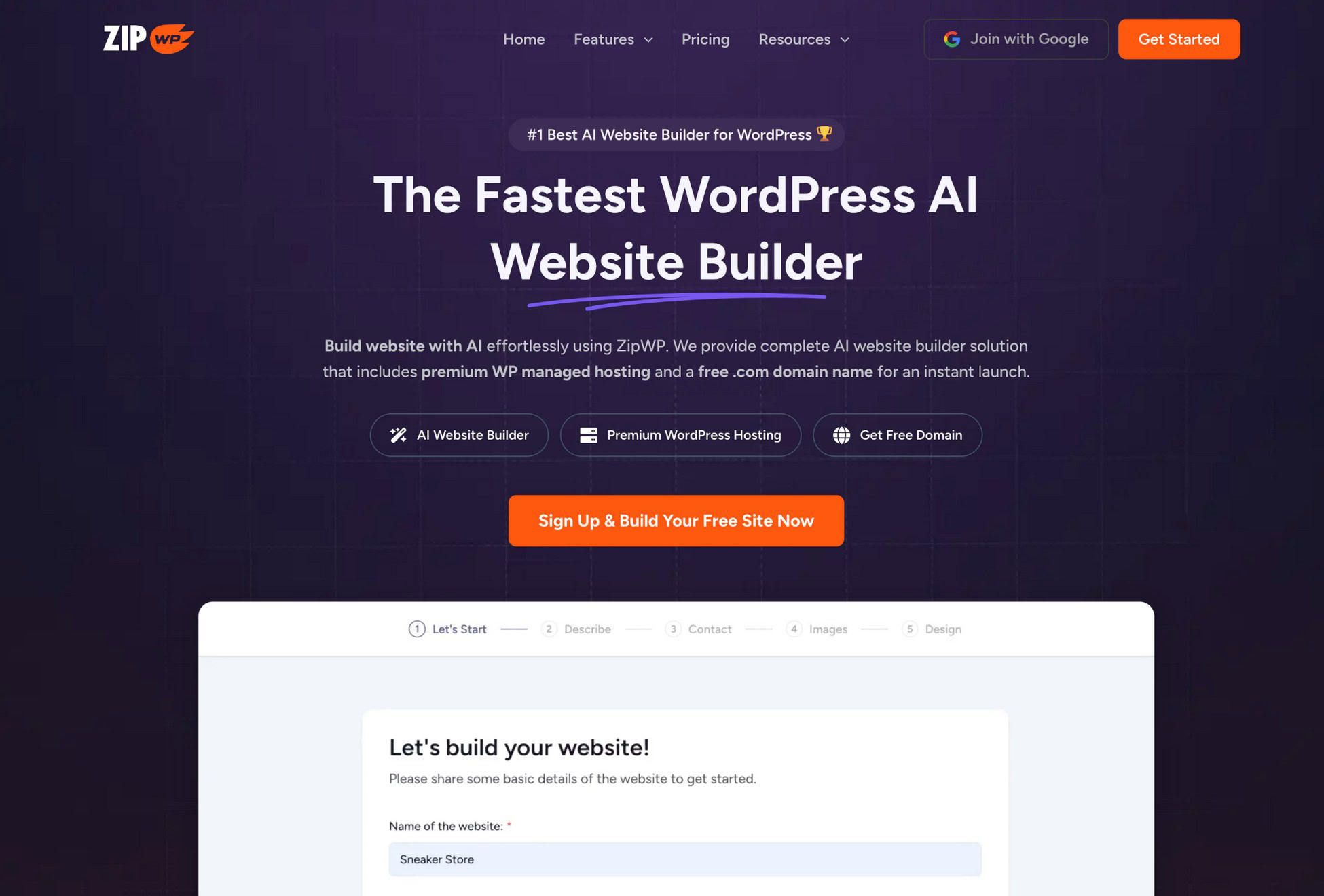 zipwp ai website builder