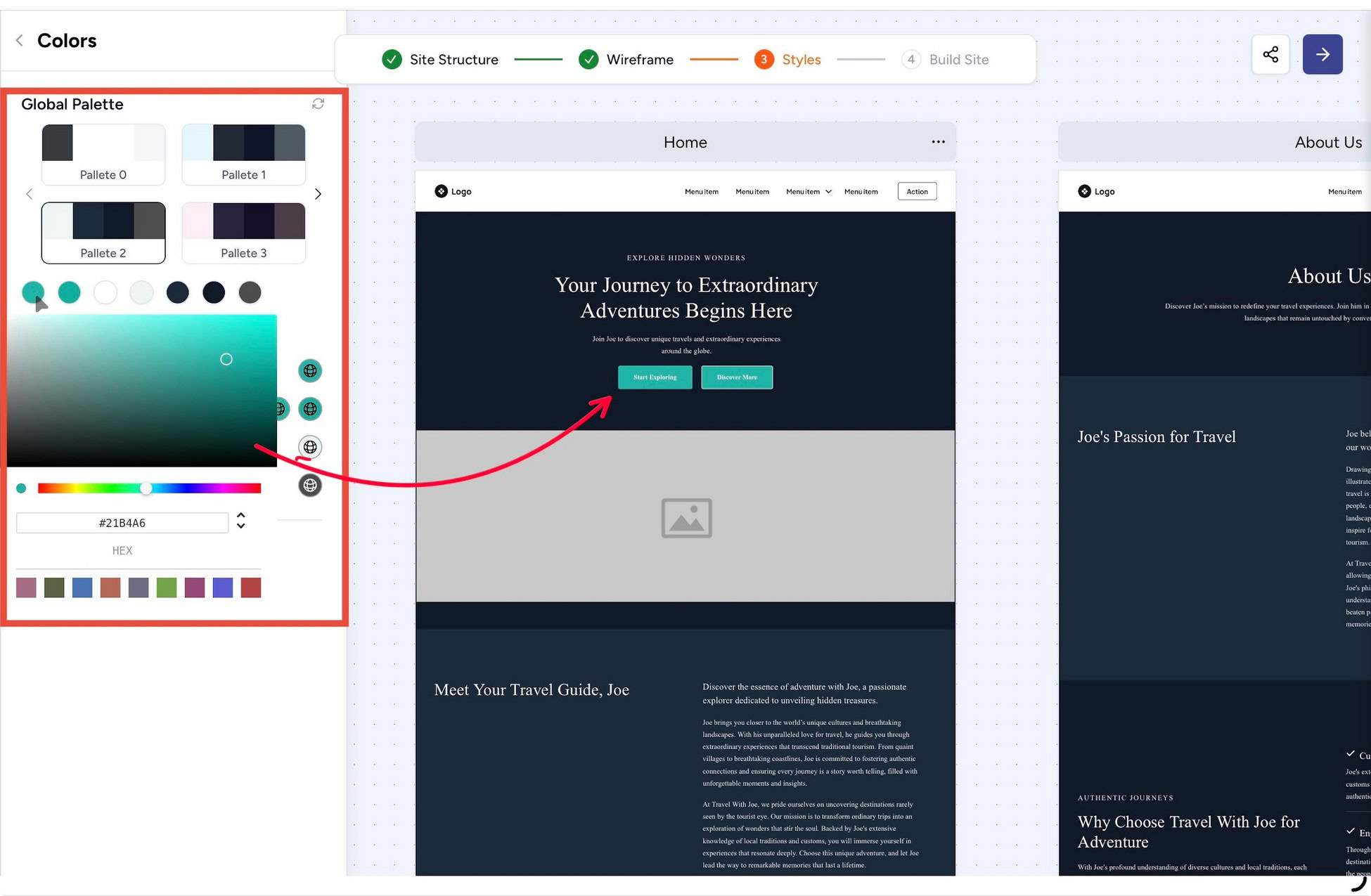 Zipwp wireframe color options